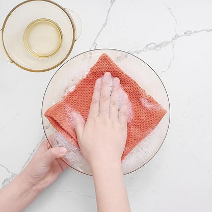 Homaxy 100% Cotton Waffle Weave Kitchen Dish Cloths, Ultra Soft Absorbent Quick Drying Dish Towels, 12 x 12 Inches, 12-Pack, Coral
