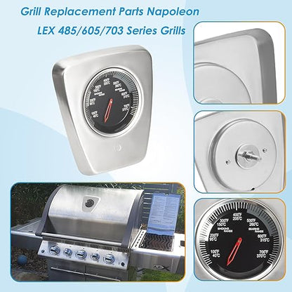 Grill Temperature for Napoleon LEX 485, LEX 605, LEX 730, Mirage 485 605 Series Grills, Built-in LEX 485 Temperature Gauge Replacement Parts for Napoleon Grill Accessories