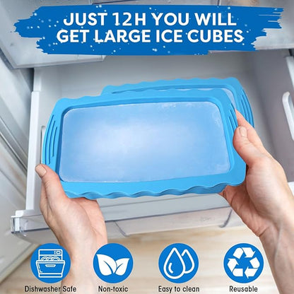 Haldane 2PC Extra Large Ice Block Molds, 6LB Giant Ice Cube Molds for Plunge Lab, Ice Container for Freezer, Thickened and Reinforced Silicone Ice Tray, Cold Plunge Tub Accessories, Blue