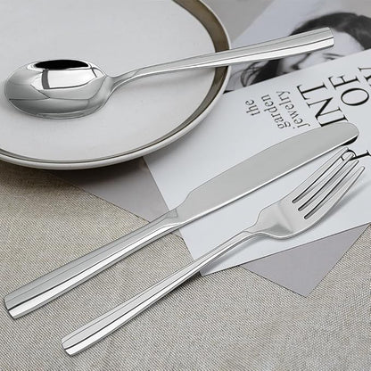 Silverware Set,18/10 Stainless Steel 12Piece Silverware Set with Knives Spoon Forks Set for Home, Kitchen and Restaurant, Mirror Polished& Dishwasher Safe