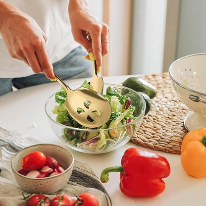Serving Spoons Set, 9.14 Inch Slotted Spoon Serving Spoon,Stainless Steel Serving Utensils for Buffet(6Pack,Gold)