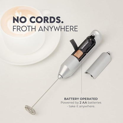Zulay Kitchen FrothMate Powerful Milk Frother Portable & Compact Handheld Foam Maker Lattes, Cappuccinos