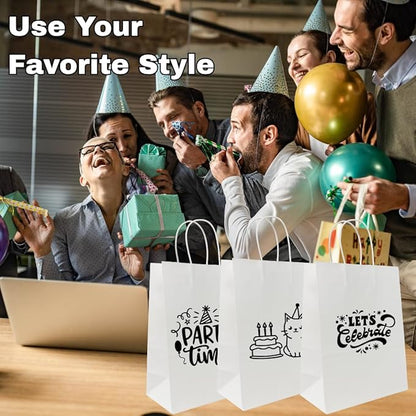 ASSUREPAK White Paper Bags - 250 Bags - 13"x7"x17" - 74 LB Weight basis (110 GSM strong) Twisted Handle - Gift Bags for Decorating, Birthdays & Events - 13717WHITEPAPTHDL
