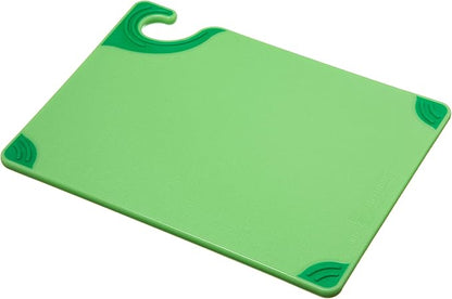 San Jamar Saf-T-Grip Plastic Cutting Board with Safety Hook, 9" x 12" x 0.375", Green
