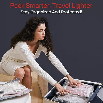 15-Pack Vacuum Storage Bags for Travel, Large/Medium/Small Compression Bags for Clothes (No Pump)