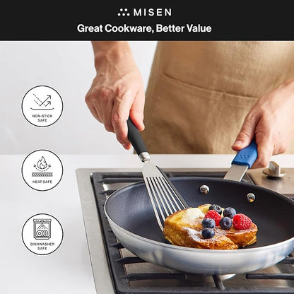 Misen Fish Silicone Spatula - Slotted Turner for Cooking - Perfect for Frying - Heat Resistant - Dishwasher Safe -1mm Thick Flexible Flipper - Soft Silicone Grip Handle for Easy Use