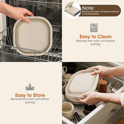 Heating Banneton Bread Proofing Basket Kit, Sourdough Starter Kit, 6 Adjustable Temp (77℉-122℉) Banneton Baking Supplies with Recipe, Smart Thermostatic Silicone Batter Bowl with Timer and LED Display