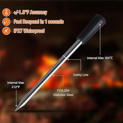 4-Probe Premium Wireless Meat Thermometer: Perfect for BBQ, Oven, Grill. iOS & Android Apps, Apple Watch & Alexa Ready. Dishwasher Safe.