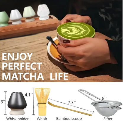 Matcha Whisk Holder Matcha Chasen Whisk Stand Ceramic Holder fit for Traditional Japanese Tea Ceremony Starter (Cyan)
