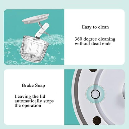 350ML Electric Garlic Chopper, Portable Veggie Chopper,Garlic Grinder Masher Onion Chopper, Blender to Vegetable, Cordless Food Processor for Ginger, Chili, Fruit, Meat, Spices, Beans, etc