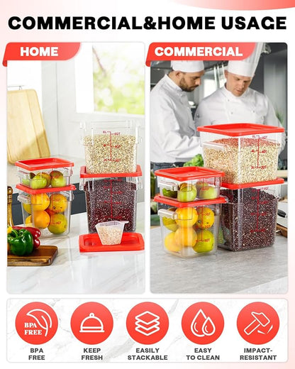 6QT Clear Food Storage Containers: 6 PCS[Food Grade][Hot&Cold Resistant] NSF Food Storage Containers with Lids for Home Restaurant Kitchen Storage Pizza Proof Dough, BPA Free