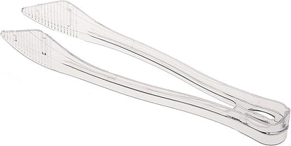 PARTY BARGAINS 8.5 Inches Plastic Serving Tongs, 12 Pack, Premium Quality & Heavy-Duty Clear Plastic Tongs for BBQ, Salads, Grilling, Buffets, Kitchen