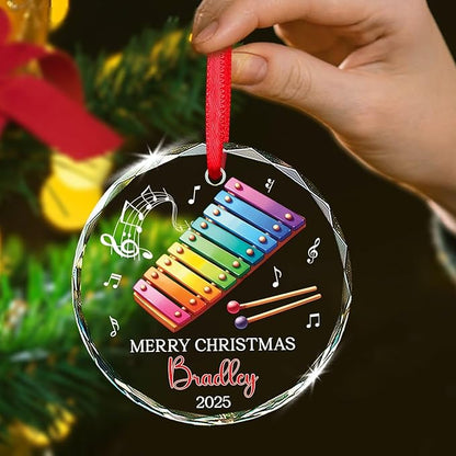 Personalized Xylophonist Christmas Ornament with Text/Name, Xylophone Glass Ornaments Gifts for Music Teacher, Custom Xylophone Player Xmas Tree Ornament, Musical Instrument Lover Glass Keepsake 2025