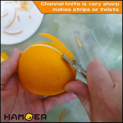 Lemon Zester Grater Channel Knife Handheld for Bar Kitchen full Stainless Steel tool set