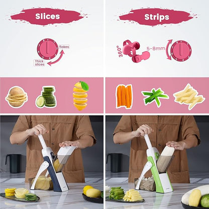 SupMaKin Safe Mandoline Slicer for Kitchen, Vegetable Food Potato Chip Slicer Maual Adjustable Thickness, Chopping Artifact Fast Veggie Salad Chopper Cook Meal Prep