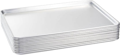 Tiger Chef Full Size 18 x 26 inch Aluminum Sheet Pan Commercial Bakery Equipment Cake Pans 19 Gauge 12 Pack