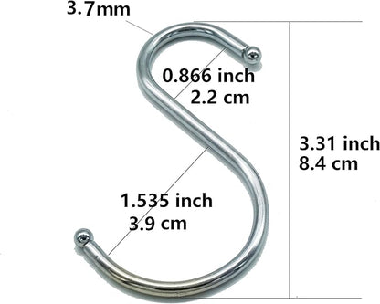 Lysas 20-Pack Round S Shaped Metal, Hooks Hangers for Kitchen, Bathroom, Bedroom and Office