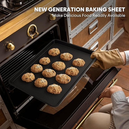 2 Pack Jelly Roll Pan 15.3” x 11.3” Cookie Sheets for Baking 0.8mm Thick Non Stick Baking Sheets for Oven Heavy Duty Baking Trays
