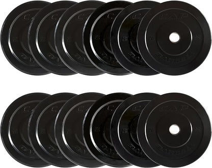 CAP Barbell 2-Inch Olympic Bumper Plate Weight Set with 6 Post Rack | 100-370 lbs | Multiple Options