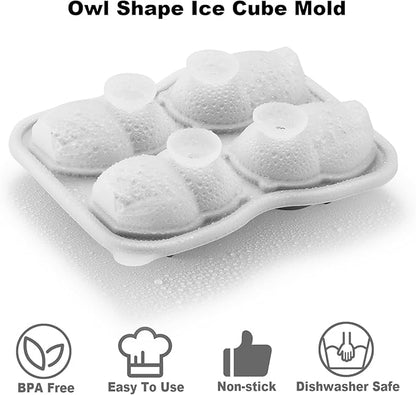 Nax Caki 3D Owl Ice Cube Mold Fun Shapes, Hedwig Owl Gifts for Women & Harry-Potters Movie Lovers, Cute Large Craft Ice Mold, Big Cat Ice Cube Trays for Whiskey Cocktails Bourbon
