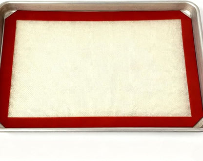 Silicone Baking Mat, 2 Pack Reusable Baking Silicone Mat, Non stick Baking Mat Biscuit Slices Oven Baking Mat 16.5 x 11.6, Red