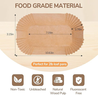Loaf Pan Liners,2lb Loaf Pan Liners for Baking Bread 9x5, Loaf Pans Parchment Liners,150pcs Non-Stick Parchment Paper for Loaf Pans,Loaf Liners for Baking