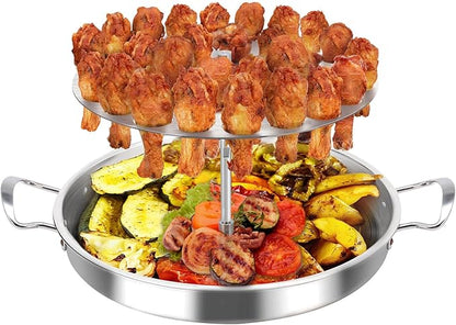 Stainless Steel Multi-Function Pastor Skewer Turkey Roasting Pan Suitable for Fried Corn Tortillas (Al Pastor), Shawarma Skewers,Chicken Leg Rack for Grill (Extra Large)