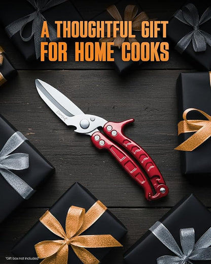Heavy Duty Poultry Shears - A Must Have chicken processing equipment, Kitchen Scissors for Meat, Chicken, Turkey, and Vegetables - Non-Slip Handle, Safety Lock, Dishwasher Safe