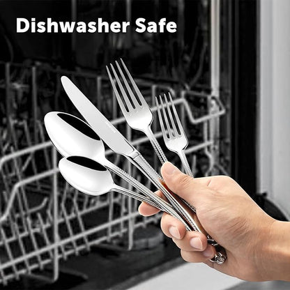 KINGSTONE Silverware Set, 20-piece 18/10 Stainless Steel Flatware Set Cutlery Set for 4, for Kitchen, Home, Wedding, Party, Mirror Polished and Dishwasher Safe, Featured Gifts
