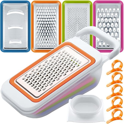4 PCS Mandoline Vegetable Slicer, FineGood Food Chopper Corer Grater Vegetable Cutter for Restaurant with 5 Citrus Orange Peelers