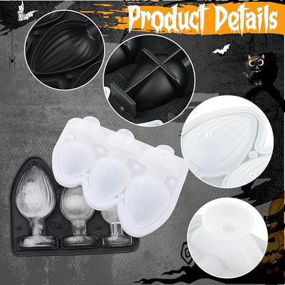 Hoolerry Ice Cube Molds Cube Trays Fun Shapes Silicone Ice Ball Maker with Lid for Whiskey Cocktails Juice Drinks Beverage Crafting Accessories White Elephant Gifting(Black,Multi-size)
