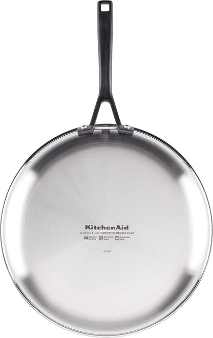 KitchenAid 5-Ply Clad Polished Stainless Steel Fry Pan/Skillet, 12.25 Inch