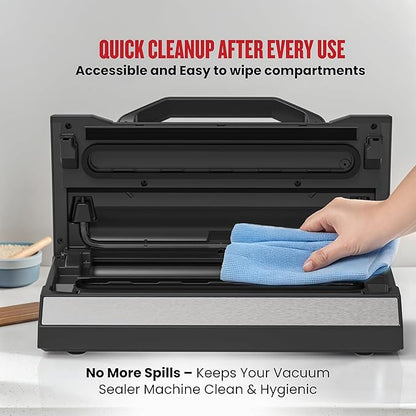 Magic Mill Professional Vacuum Sealer Machine Pro with New Patent Handle MVS-5181 for Food Bags, Marinate Bowls, and Meal Packing Cannister | Vacuum Sealer with Cutter and Jar Attachment