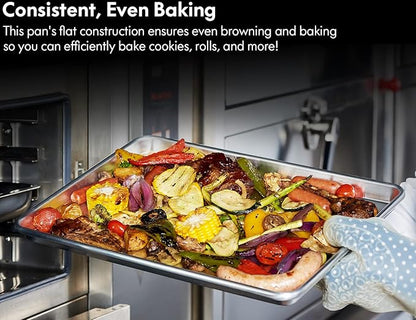 CURTA 6 Pack Aluminum Sheet Pan, NSF Listed Half Size 18 x 13 inch Commercial Bakery Cake Bun Pan, Baking Tray