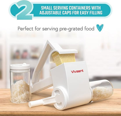 Parmesan Cheese Grater Hand Crank, Restaurant-Grade Rotary Cheese Grater Handheld Italian Style with 2 Stainless Steel Drum Blades is Dishwasher Safe & Easy to Clean
