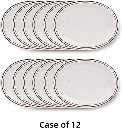 Stoneware Narrow Rim Brown Speckle, Oval Platter 13.5" x 10.5", Case of 12