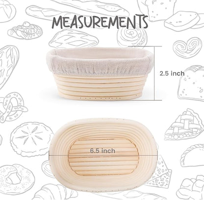 Mini Oval Proofing Set (6.5inch, set of 5), Sourdough Proofing Baskets Bread Dough Rising Bowls w/Liners for Home Sourdough Bakers Baking