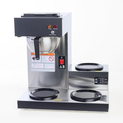 SYBO Commercial Coffee Maker 12 Cup, Pour Over Drip Coffee Maker Brewer with 3 Lower Warmers, Stainless Steel Cafetera
