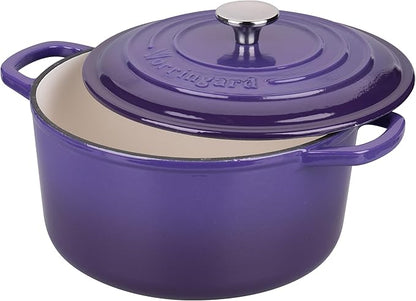Enameled Cast Iron Dutch Oven Pot with Lid, for Sourdough Bread Baking, Round Dutch Ovens, 4.5 Quart, Purple
