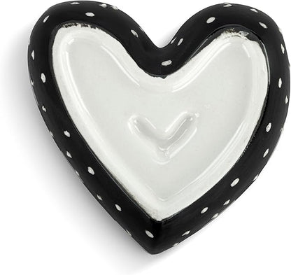 DEMDACO Heartful Home by Tracy Pesche Collection Red Heart with Black Trim Small 4 x 4 Stoneware Tabletop Candy Dish Cookie Canister