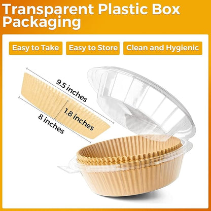 100Pcs Air Fryer Paper Liners Disposable, 8 Inch Max Xl Large Cooker Air Fryer Disposable Paper Liners, Oil Proof Parchment Sheets Round Basket Bowl Liner for Baking