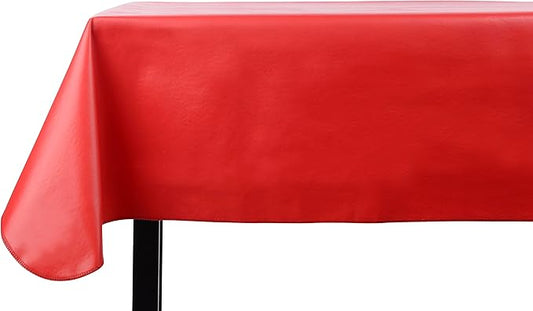 Yourtablecloth Heavy Duty Vinyl Rectangle or Square Tablecloth – 6 Gauge Heavy Duty Tablecloth – Flannel Backed – Wipeable Tablecloth with Vivid Colors & Many Sizes 60 x 120 Ruby Red