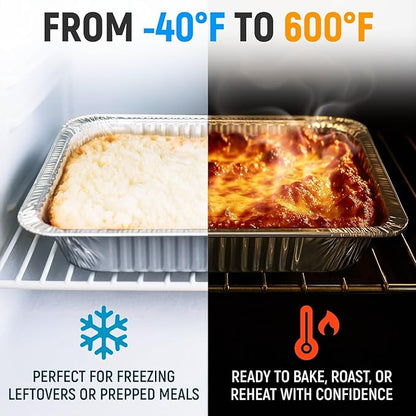 Aluminum Foil Pans - Half-Size 9" x 13", Pack of 25 - USA-Made Disposable Aluminum Trays for Steam Table & Chafing Racks - Great for Baking, Catering, BBQ, Parties, Food Delivery