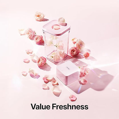 VAKUEN Premium Airtight Food Storage Containers ROSE Pink Lid, 1.0L(1.06qt) x2pcs Container. Patented Double Silicone Lining, 100% Leak Proof, BPA-FREE
