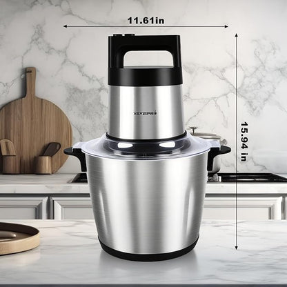 Vayepro 24 Cup Large Capacity Electric mixers, Electric Food Blenders with Stainless Steel Bowl, 2 Speed, 4 Bi-Level Bladesand Spatula, 6L 800W Food Processors for Meat, Onion, Vegetables, Fruits