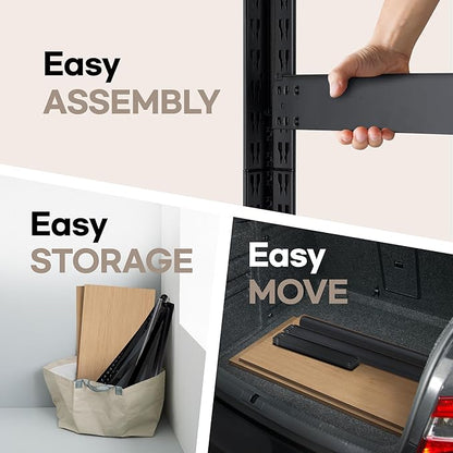 HOMEDANT House Black 5-Tier Laminated Metal Shelving Unit Adjustable Storage Utility Rack Heavy Duty Shelves Organization Shelf Kitchen Garage Pantry Closet 2Pack