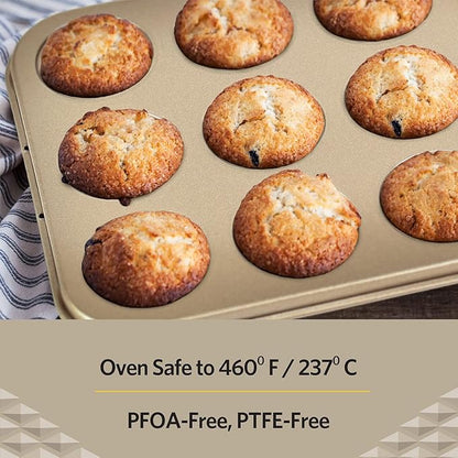 Glad Mini Muffin Pan Nonstick - Heavy Duty Metal Cupcake Tin with Small Baking Cups, Mini 12-Cup