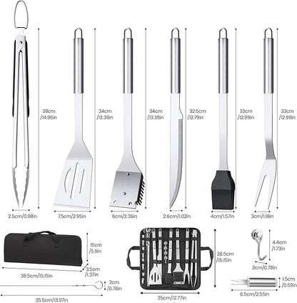 22PCS BBQ Grill Set, BBQ Grill Tools Set for Outdoor Grill with Hooks & Carry Handbag, BBQ Tools Grilling Accessories Kit for Camping/Backyard, Grilling for Men Dad