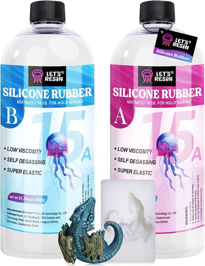 LET'S RESIN Silicone Mold Making Kit 63.48oz/3.968lbs,Non-Toxic Mold Making Silicone Rubber,Silicone Mold Maker,Clear Liquid Molding Silicone Kit for Resin Molds, Silicone Molds Making