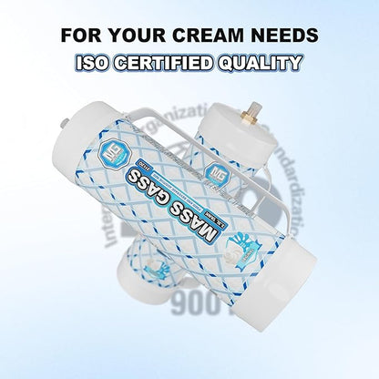 MassGass Whipped Cream Chargers, 3.3L Tanks, 2112g Whip Cream Charger Cylinder Unflavored Food Grade 99.99% Pure(3 Cylinders)